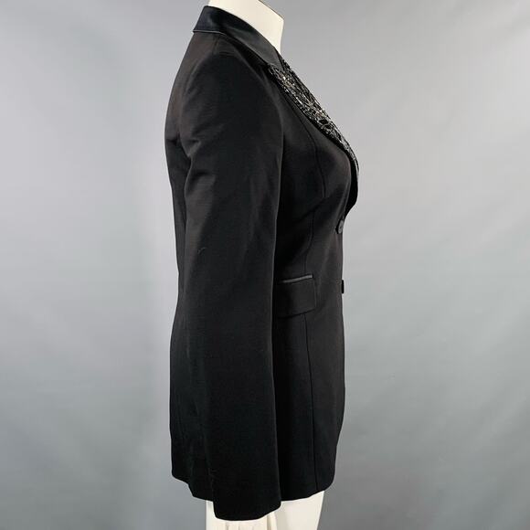 EMILIO PUCCI Size 12 Black Wool Mohair Sequined Jacket Blazer - Picture 3 of 10